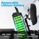 DEEPOWER Folding Electric Bike - 48V 17.5Ah Battery - Image 7