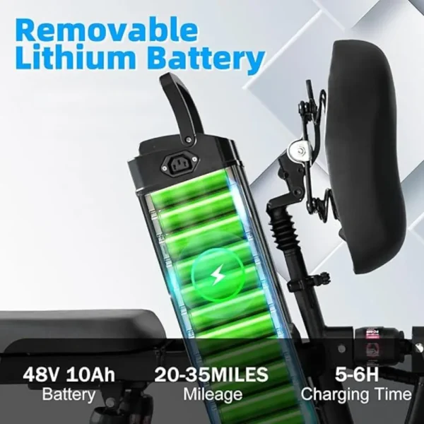 DEEPOWER Folding Electric Bike - 48V 17.5Ah Battery - Image 7