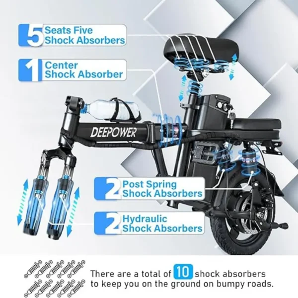 DEEPOWER Folding Electric Bike - 48V 17.5Ah Battery - Image 6